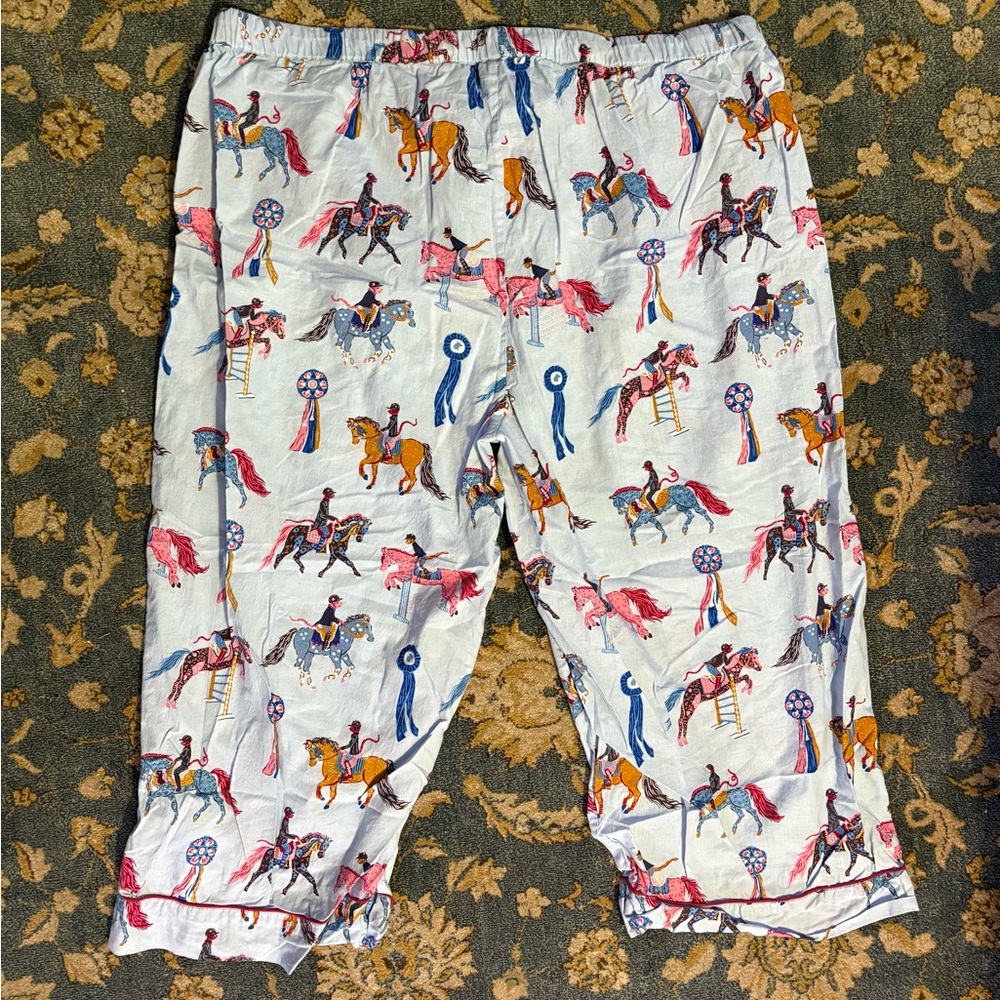 Printfresh Equestrian Horse Print Cropped Pajama Pants.